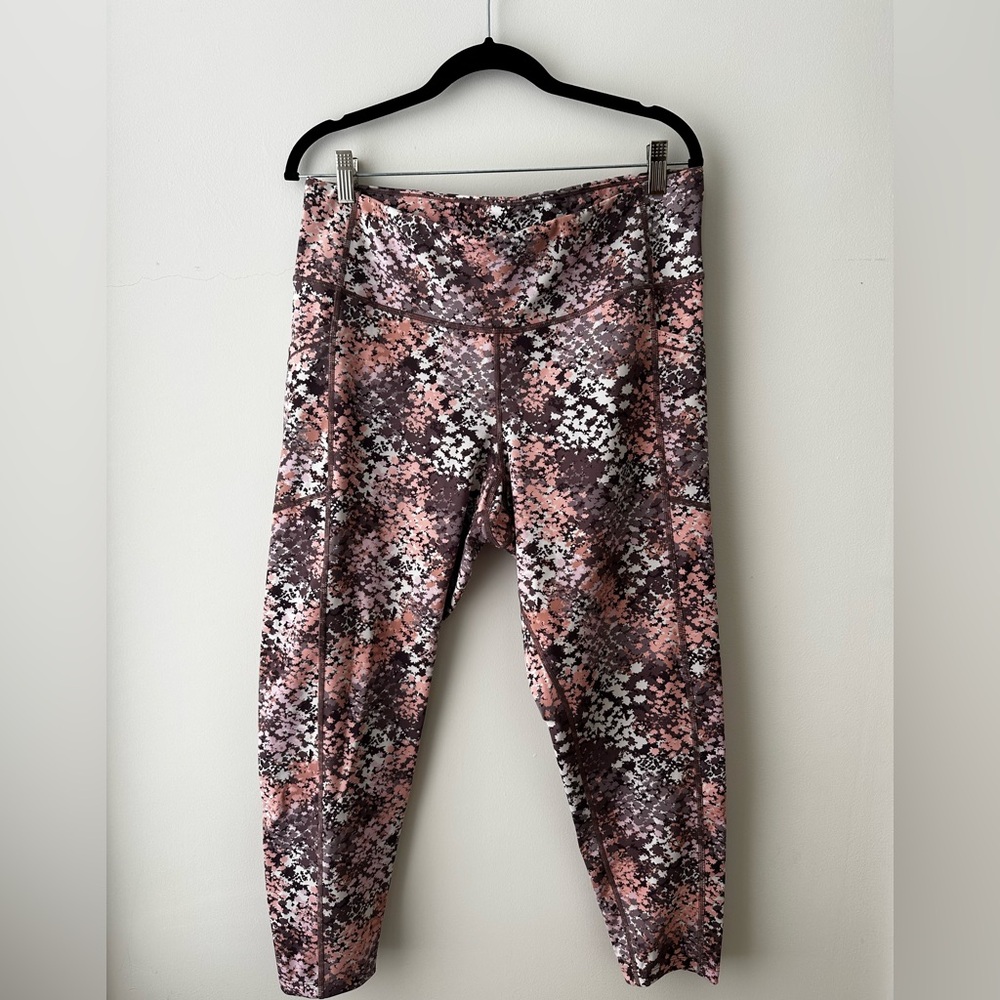 Calvin Klein Pink and Brown Patterned Leggings 1X